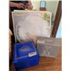 Image 7 : Lot: Stockings, Gloves, Glassware, Basket & Travel Bags