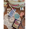Image 5 : Needlework Lot With Strawberry Tin and Crochet Bag