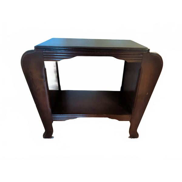 Wooden End Table with Open Shelf and Side Magazine Racks
