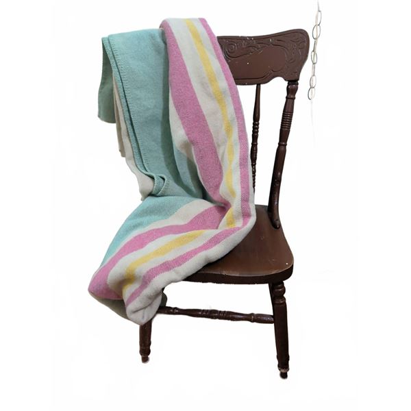 Wool Striped Blanket w/ Antique Spindle Chair