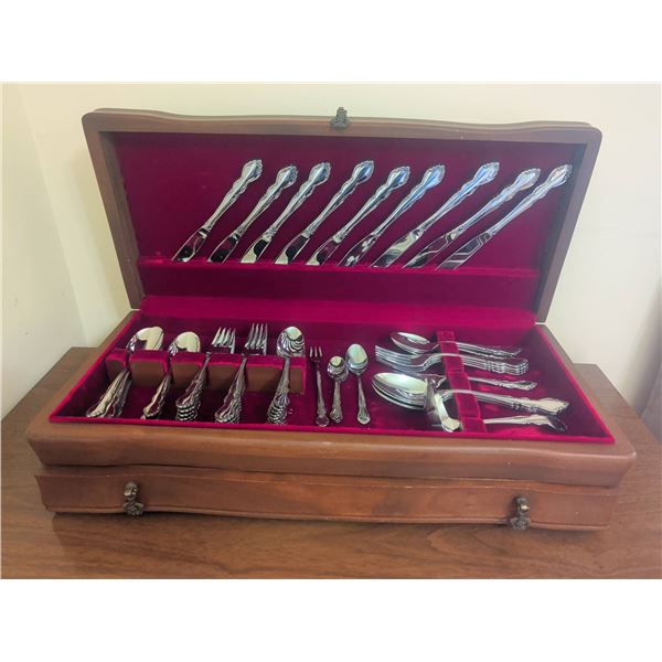 Birks Regency Plate Stainless Steel Flatware Set with Chest