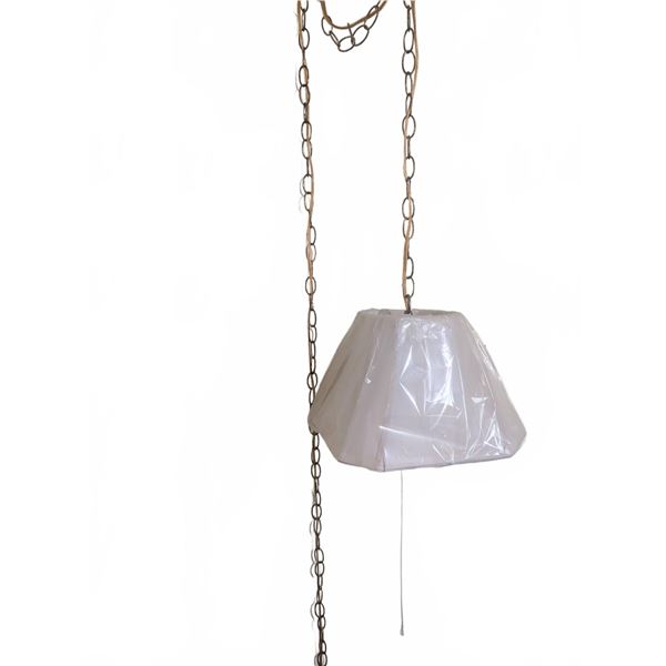 Hanging White Plug-In Pendant Light Fixture with Chain