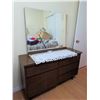 Image 2 : Six-Drawer Wood Dresser with Mirror and Metal Pulls