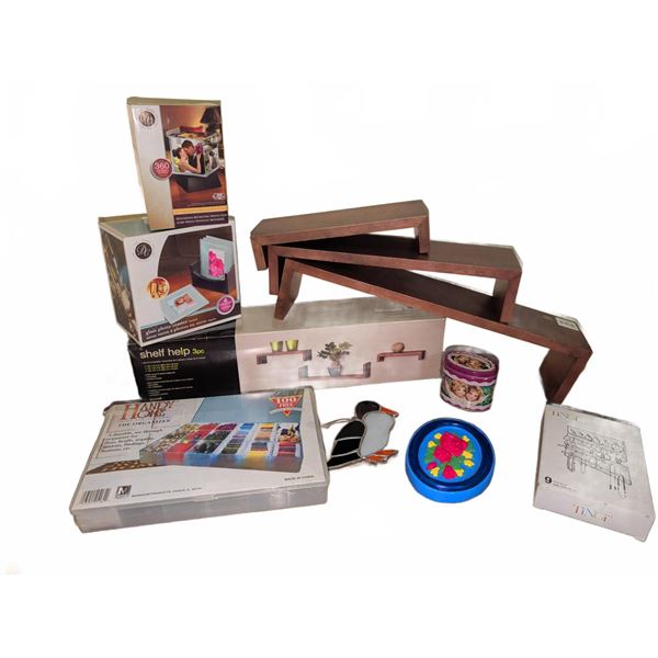 Home Décor and Organization Lot – Shelves, Photo Cubes, and Accessories
