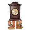 Image 1 : Wooden Mantel Clock with Porcelain Children Bookends