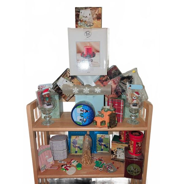 Christmas Decor, Candle Holders, Ornaments, and Tins