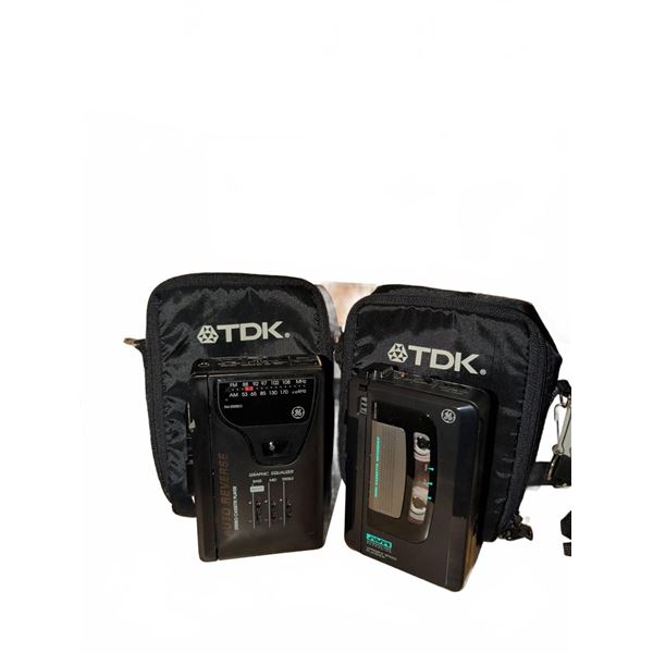 Walk Man Style - GE Stereo Cassette Players with TDK Cases, Pair