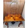 Image 1 : Wooden Parquet Side Table and Metal Display Stand
