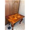 Image 2 : Wooden Parquet Side Table and Metal Display Stand