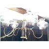 Image 2 : Five-Arm Brass and Glass Chandelier, Chain Hung