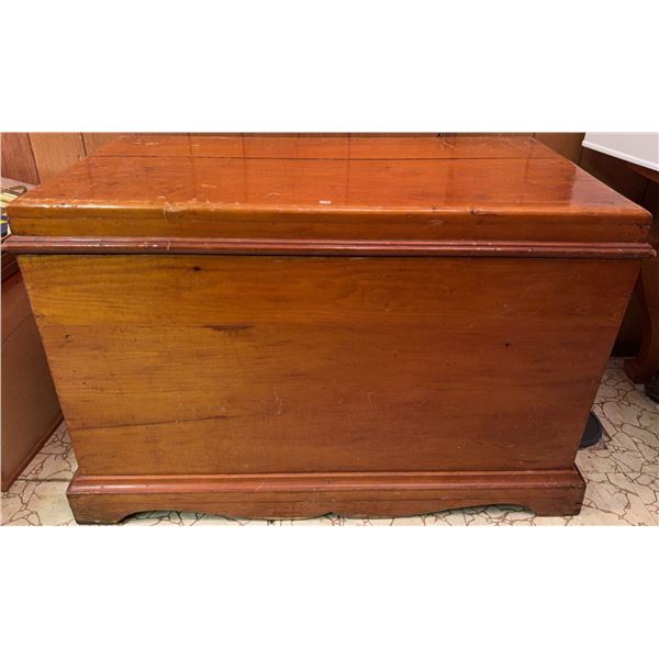 Wooden Storage Chest With Hinged Lid