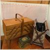 Image 1 : Sewing Collection: Accordion Box, Fabric Holder, Tin With Buttons, Cutting Mat