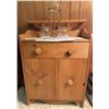 Image 1 : Pine Wood Cabinet with Drawer, Double Doors, and Wall Shelf