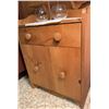 Image 2 : Pine Wood Cabinet with Drawer, Double Doors, and Wall Shelf