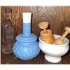 Image 5 : Decorative Collectibles Including Hand Painted Ceramic Ducks, Glass Art Vase, and Mortar &