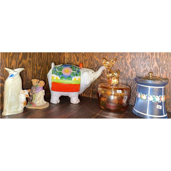 Ceramic and Glass Figurines and Containers Lot