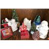 Image 1 : Holiday Decor Lot with Figurines, Trees, and Candles