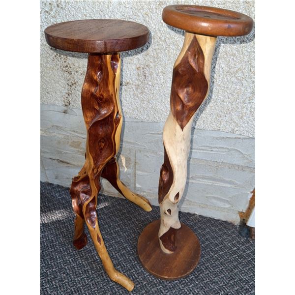 Natural Wood Pedestal Plant Stands