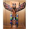 Image 2 : Carved Wood Totem with Beads and Glass Dish Set