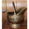 Image 3 : Brass Coal Scuttle, Brown Enamel Kettle, and Bowl with Accessories
