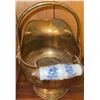 Image 4 : Brass Coal Scuttle, Brown Enamel Kettle, and Bowl with Accessories