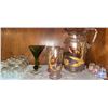 Image 1 : Glass Pitcher and Tumbler Set with Elk Motif and Assorted Stemware