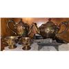 Image 2 : Silver-Plated Four-Piece Tea Set with Ornate Tray