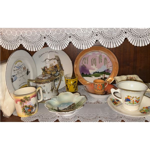 Decorative Porcelain Cups, Saucers, Plates and Small Pitchers