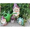 Image 1 : Garden Gnome, Frog Statue, Planter and Watering Can Set