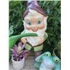 Image 4 : Garden Gnome, Frog Statue, Planter and Watering Can Set
