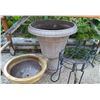 Image 4 : Garden Planters, Animal Motif Pedestal, and Patio Umbrella Group