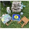 Image 1 : Outdoor Garden Decor Set with Folding Chairs and Fountain