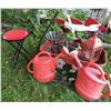 Image 1 : Outdoor Garden Decor Assortment with Watering Cans and Lantern