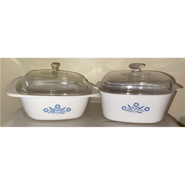 CorningWare Blue Cornflower Casserole Dishes with Glass Lids