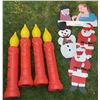 Image 1 : 4 Plastic Noel Candle Lawn Decorations with Painted Wooden Holiday Figures