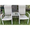 Image 1 : Outdoor Patio Sling Chairs and Glass-Top Side Table Set