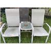 Image 2 : Outdoor Patio Sling Chairs and Glass-Top Side Table Set