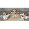 Image 1 : English Bone China Tea Set with Teapot, Cups, and Saucers