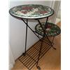 Image 2 : Two-Tier Metal Plant Stand with Mosaic Ladybug Design