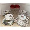 Image 1 : Royal Albert and Royal Vale Teacup Sets with Ruby-Stained Glasses