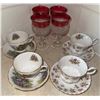 Image 2 : Royal Albert and Royal Vale Teacup Sets with Ruby-Stained Glasses