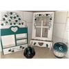 Image 2 : Decorative Wooden Wall Shelves, Ceramic Vases, and Swan Figurine Group
