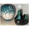 Image 6 : Decorative Wooden Wall Shelves, Ceramic Vases, and Swan Figurine Group