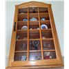 Image 2 : Wall-Mounted Oak Display Cabinet with Assorted Miniature Collectibles