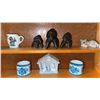 Image 5 : Wall-Mounted Oak Display Cabinet with Assorted Miniature Collectibles