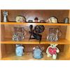Image 6 : Wall-Mounted Oak Display Cabinet with Assorted Miniature Collectibles