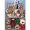 Image 1 : Rubbermaid Bin With Crafting Supplies And Thread Spools