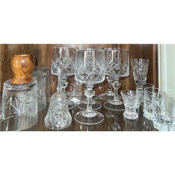 Cut Crystal Barware Set with Bell and Ice Crusher