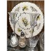 Image 4 : Crystal Tableware, Brass Goblets, and Floral Plate