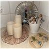 Image 2 : Home Decor Lot with Glass Plates, Figurines, Coasters, and Candles